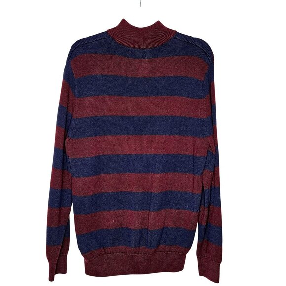 Preppy Mens Chaps zip collar crested stripped preppy colligate textured sweater - Picture 4 of 9